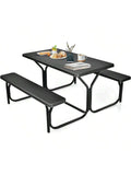 Set tendone da birra,ì tavolo da campeggio con 2 panche set da picnic con piano tavolo 37 x 150 x 72 cm (nero)