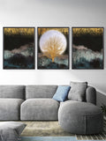 3 pezzi Painting senza cornice albero & con modello lunare