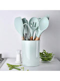 CASARIA Set Di Utensili Da Cucina In Silicone Dal Design Semplice Verde Chiaro Da 12 Pezzi/set