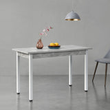 Tavolo da Pranzo/Cucina con Gambe in Acciaio 120x60cm Effetto Cemento/Bianco