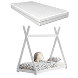 Letto Legno Culla + Materasso Tipi Indiano Bianco