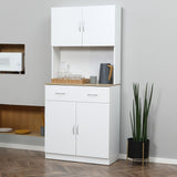 Credenza Cucina a 2 Ante e Cassetto in Legno Bianco