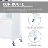 Carrello da Cucina con Ruote Portabottiglie in Legno