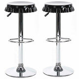 Set 2 Sgabelli Bar Cucina Seduta Forma Tappo di Bottiglia Sgabello Girevole Nero