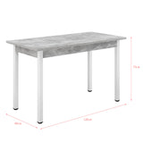 Tavolo da Pranzo/Cucina con Gambe in Acciaio 120x60cm Effetto Cemento/Bianco