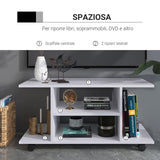 Mobile Basso Carrello Porta TV in Legno Moderno Bianco con Ruote