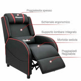 Poltrona Gaming Reclinabile Sedia Scrivania Imbottita Relax Casa Ufficio Rosso