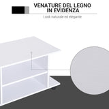 Mobile Basso Carrello Porta TV in Legno Moderno Bianco con Ruote