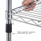 Scaffale 4 Ripiani Acciaio Inox Mobile Libreria Multiuso Cromo Nero